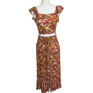 2-Piece Floral Set Crop Top + Midi Skirt NWT | Size Small